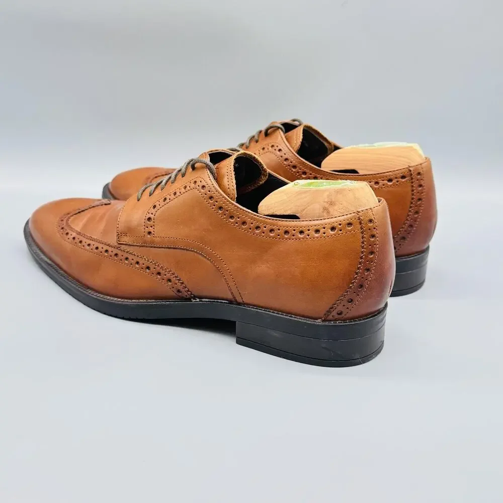 Cole Haan Shoes Mens 9.5 Brown Leather Grand OS Wingtip Oxford Dress Brogue